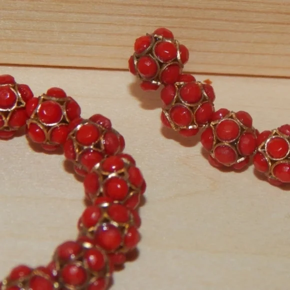 Anthropologie Red Hoop Earrings - Picture 5 of 6